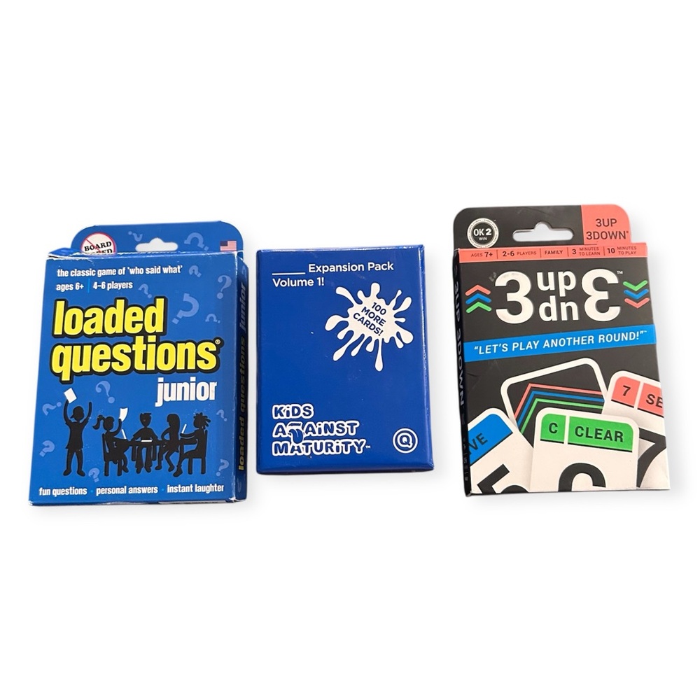 Kids Party Games Set - Loaded Questions, KAM, 3 Up 3 Down